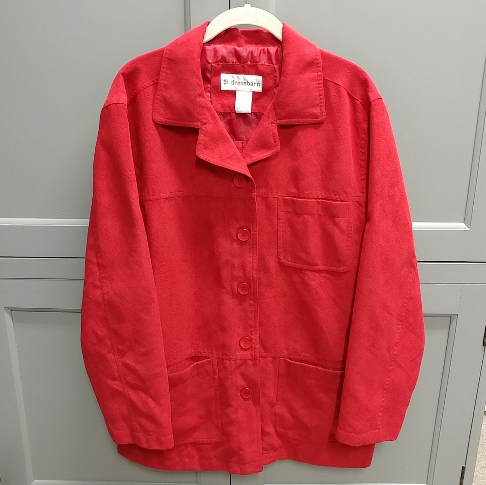 Dress Barn Women's Large Faux Suede Jacket Red
